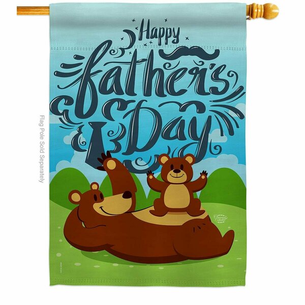 Cuadrilatero Beary Happy Fathers Day Family Father 28 x 40 in. Double-Sided Vertical House Flags CU3953691